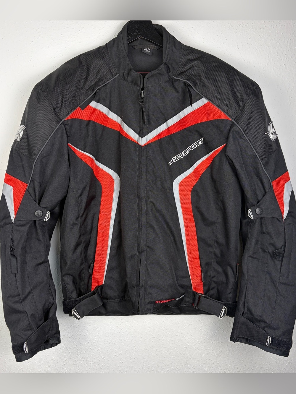 AGVSPORT Hydrobloc Motorcycle Jacket Men XL Armored Black Red Riding Biker